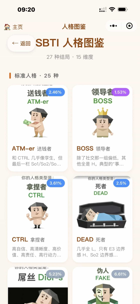 SBTI 多类型测试小程序源码