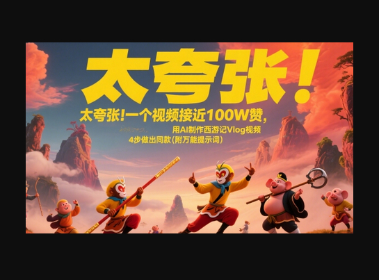 太夸张！一个视频接近100W赞，用AI制作西游记Vlog视频，全流程拆解来了(附万能提示词)-东南兔资源站