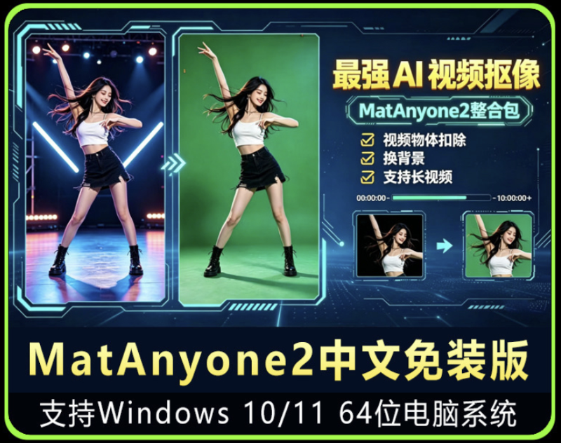 MatAnyone2.0中文AI长视频抠图工具一键抠像去水印去人物软件win-东南兔资源站
